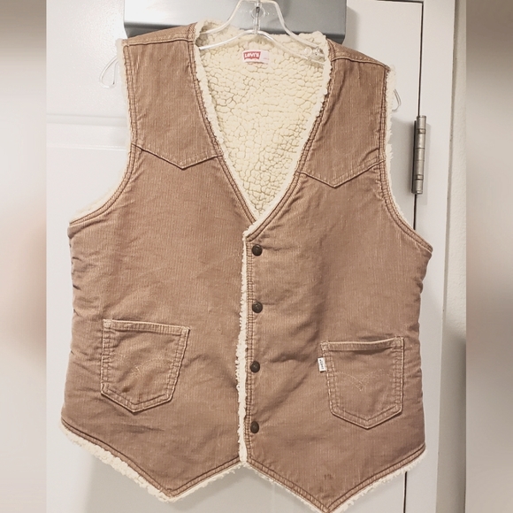 Vintage Levis Sherpa Vest Large 1990s Trucker - Picture 3 of 4
